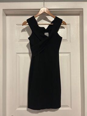 Classic Black Cross-Front Mini Dress
